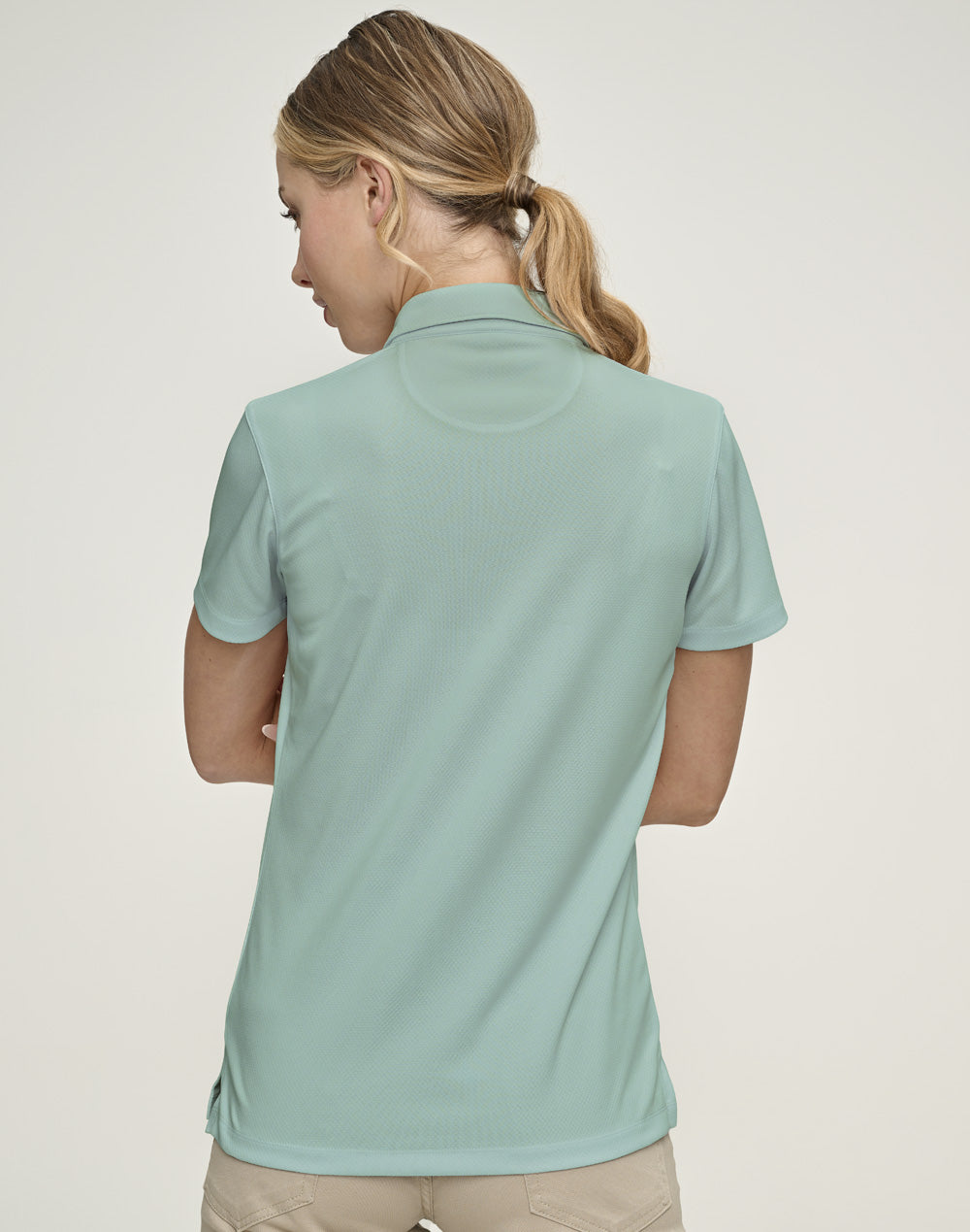 Sustainable Jacquard Knit Polo Ladies - Soft Mint - Back