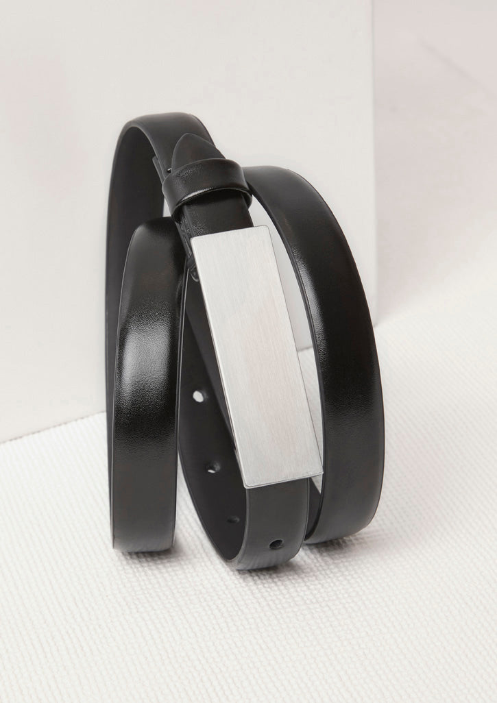 Leather Womens Belt - Black - Front