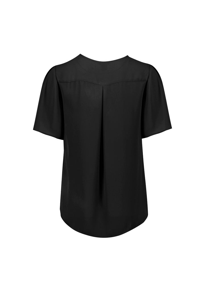 Vienna Womens Short Sleeve Blouse - Black - Back