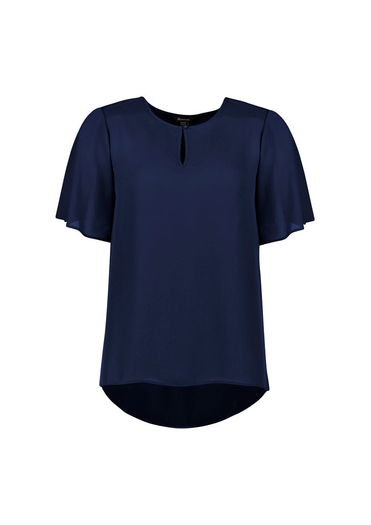 Vienna Womens Short Sleeve Blouse - Navy - Front
