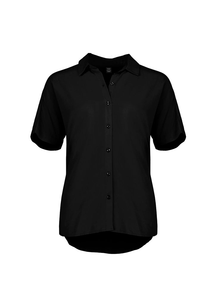 Dahlia Womens Short Sleeve Blouse - Black - Front
