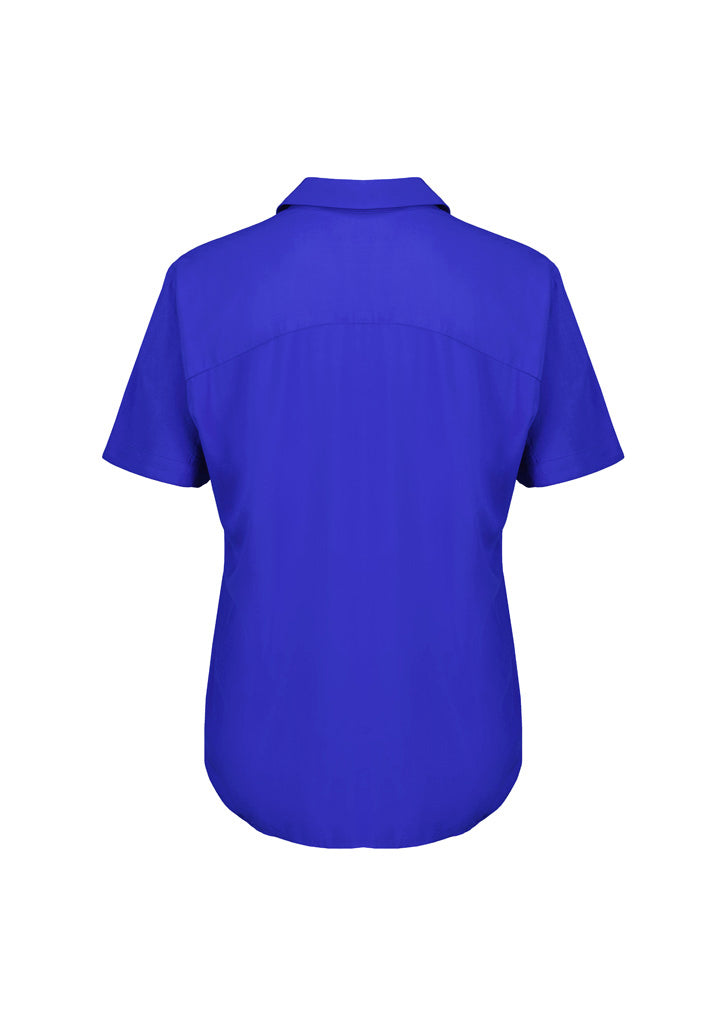 Dahlia Womens Short Sleeve Blouse - Cobalt - Back