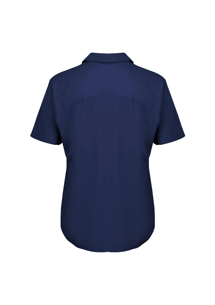 Dahlia Womens Short Sleeve Blouse - Navy - Back