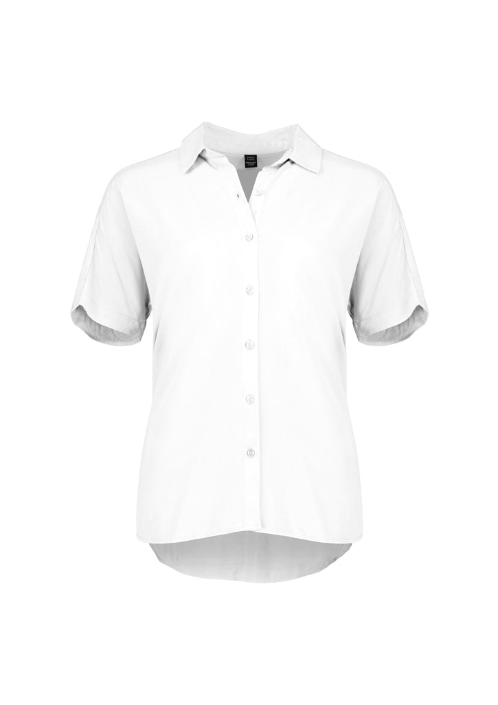 Dahlia Womens Short Sleeve Blouse - White - Front