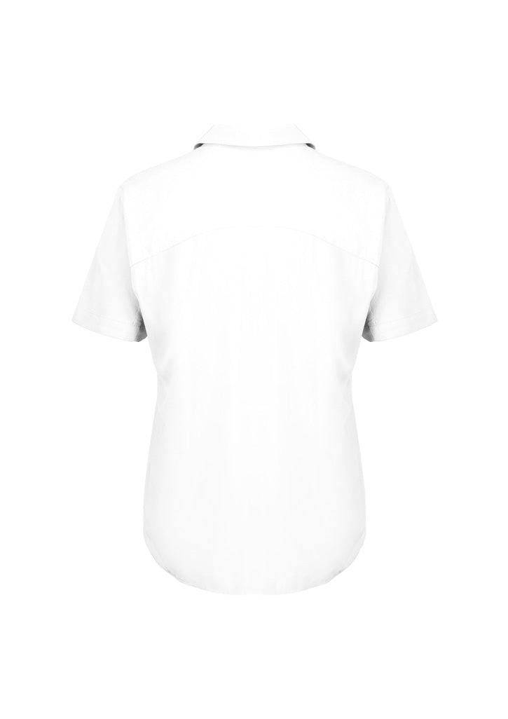 Dahlia Womens Short Sleeve Blouse - White - Back