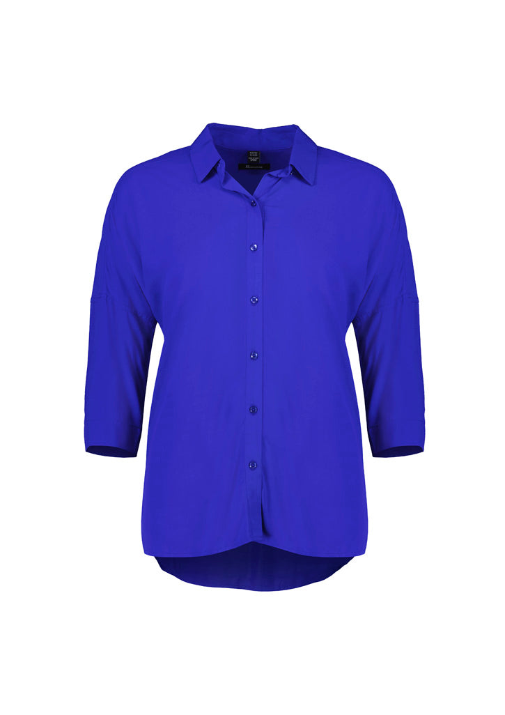 Dahlia Womens 3/4 Sleeve Blouse - Cobalt - Front
