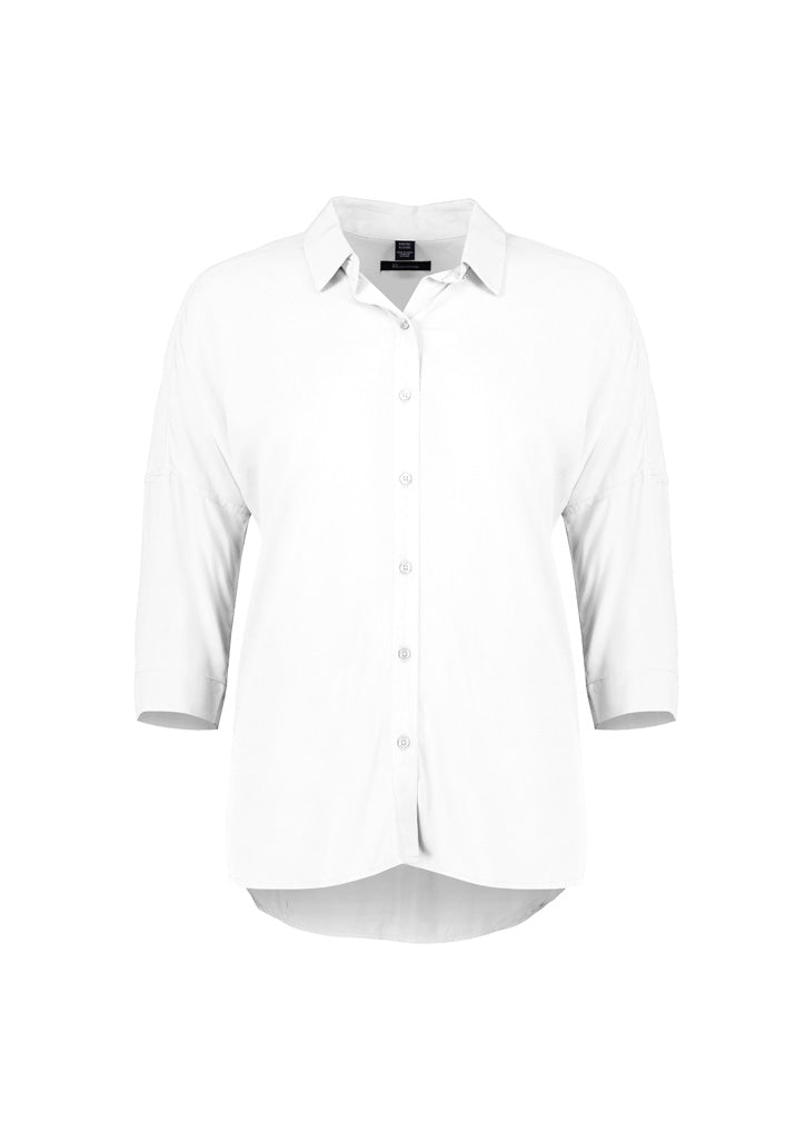 Dahlia Womens 3/4 Sleeve Blouse - White - Front