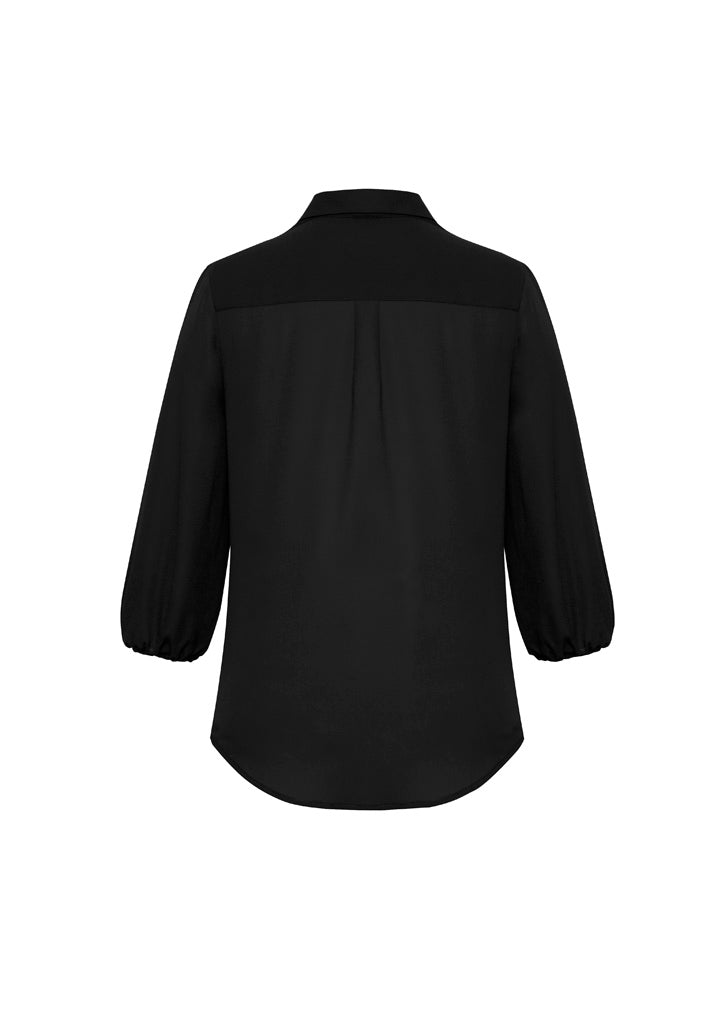 Lucy Womens 3/4 Sleeve Blouse - Black - Back