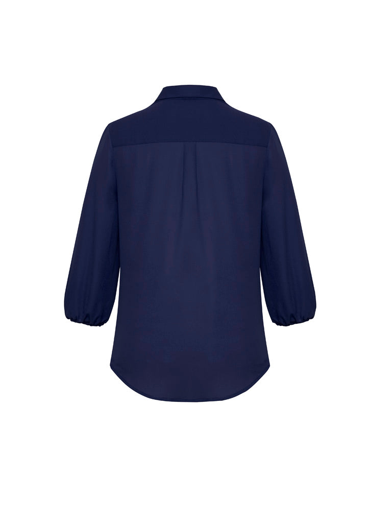 Lucy Womens 3/4 Sleeve Blouse - Navy - Back