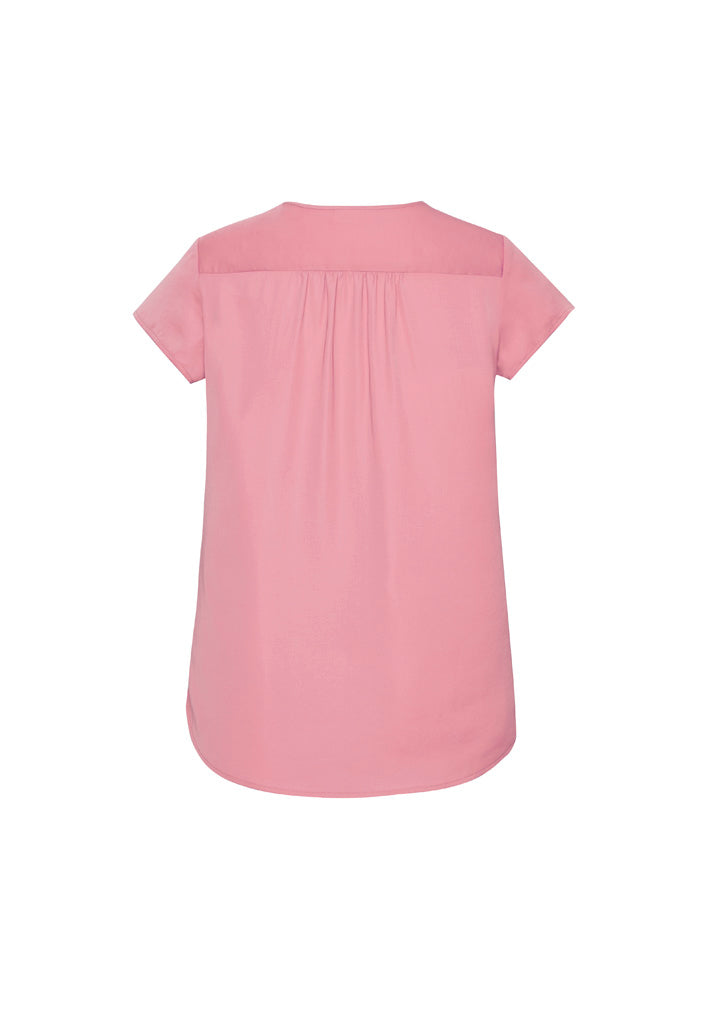 Kayla Womens V-Neck Pleat Blouse - Dusty Rose - Back
