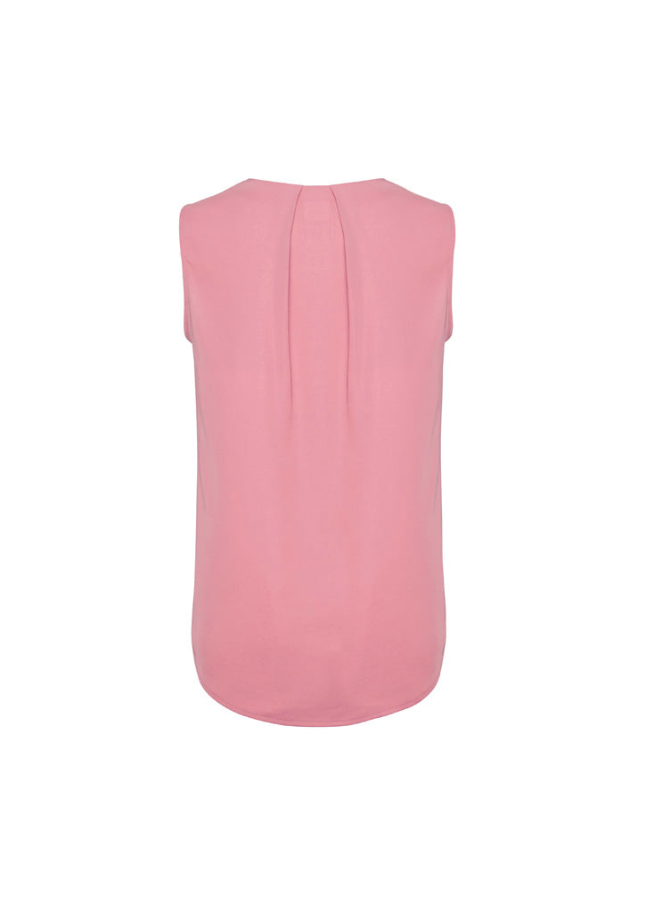 Estelle Womens Sleeveless Pleat Detail Blouse - Dusty Rose - Back