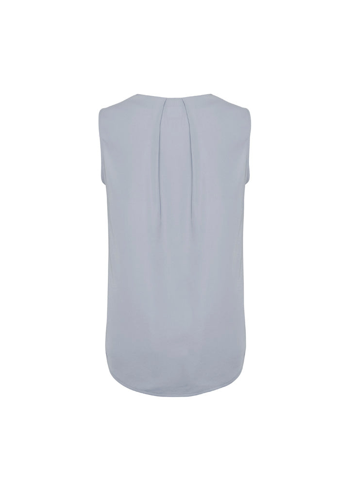 Estelle Womens Sleeveless Pleat Detail Blouse - Silver - Back