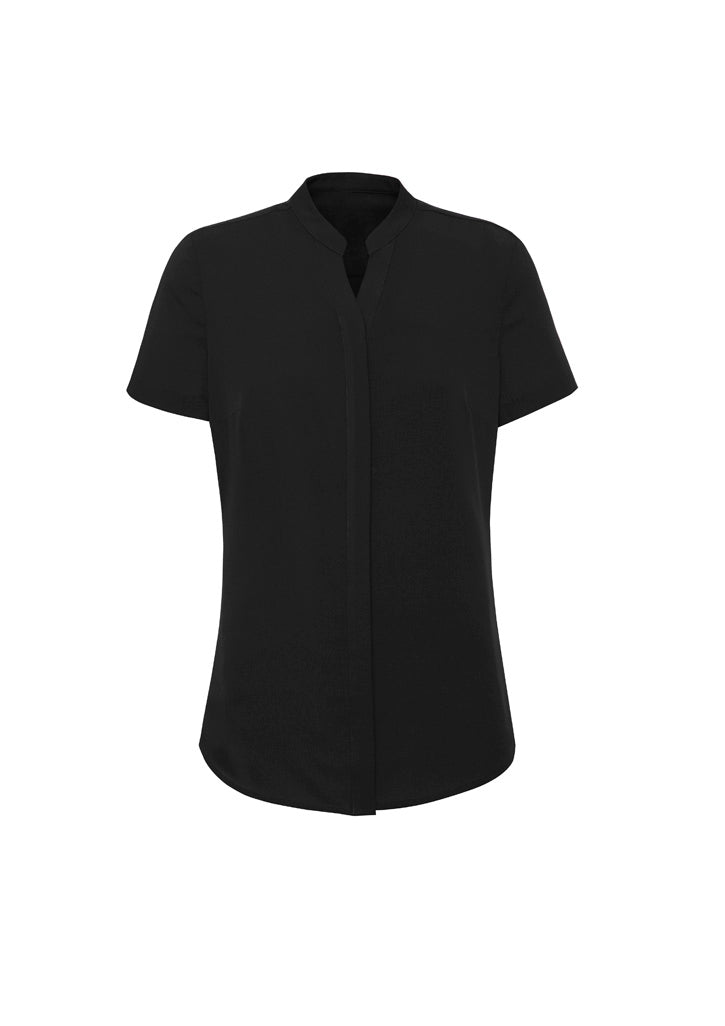 Juliette Womens Short Sleeve Blouse - Black - Front