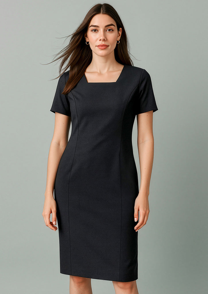 Renew Womens Short Sleeve Dress - Pencil Black - Model