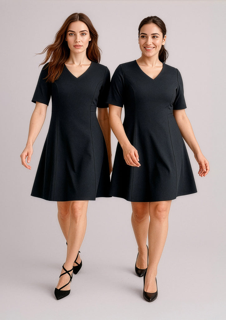 Siena Womens Extended Short Sleeve Dress - Black - Model