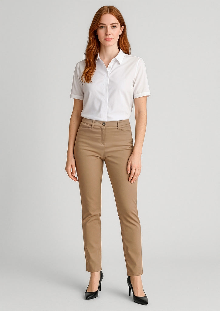 Traveller Womens Slim Leg Stretch Chino Pant - Desert - Model