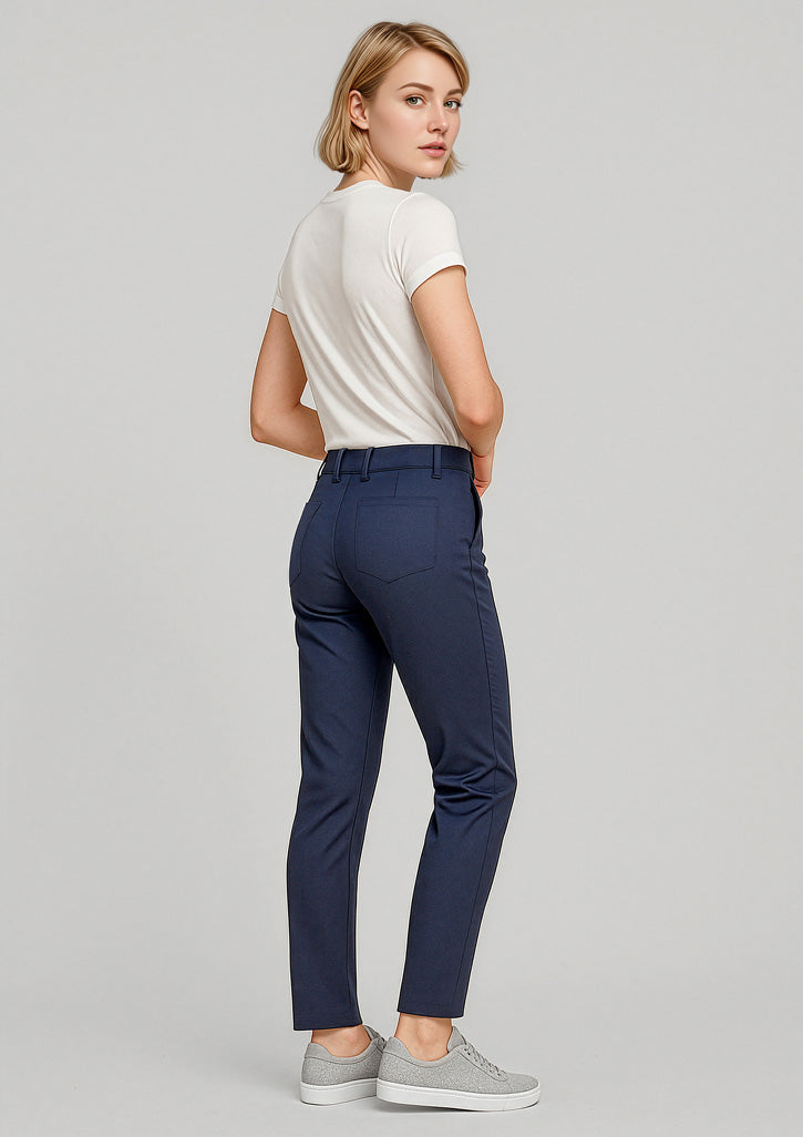 Traveller Womens Slim Leg Stretch Chino Pant - Navy - Model