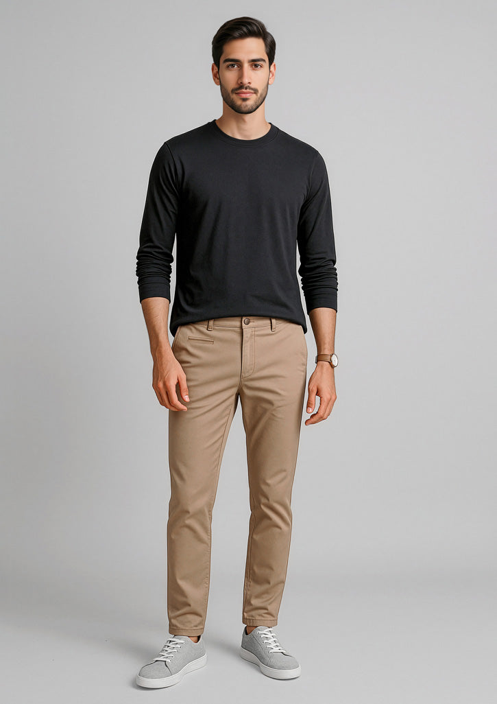 Traveller Mens Tapered Stretch Chino Pant - Desert - Model