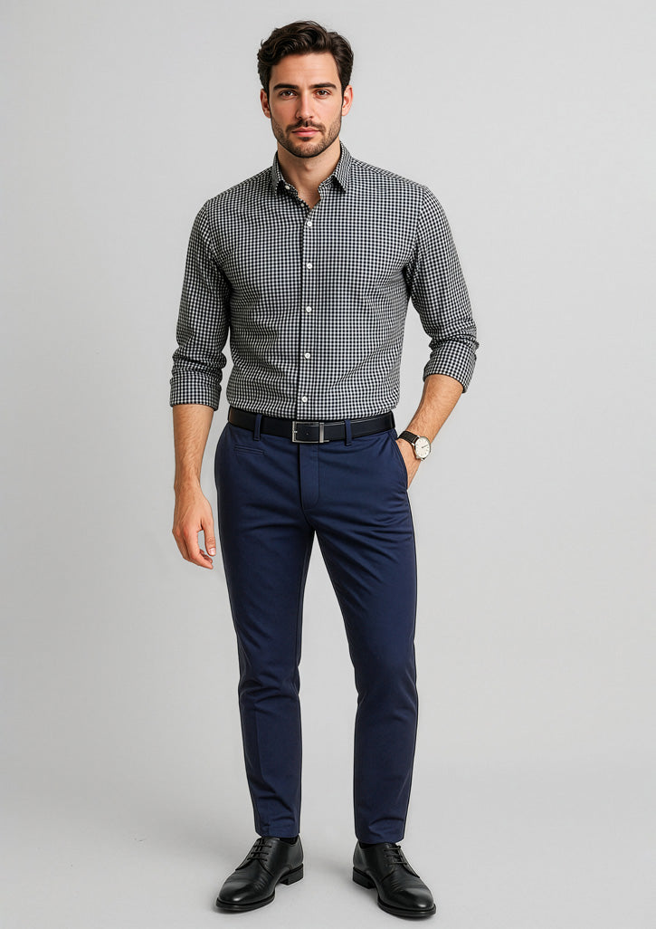 Traveller Mens Tapered Stretch Chino Pant - Navy - Model