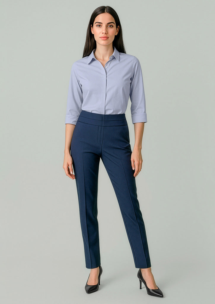 Renew Womens Mid-Waist Slim Leg Pant - Navy Dusk - Model