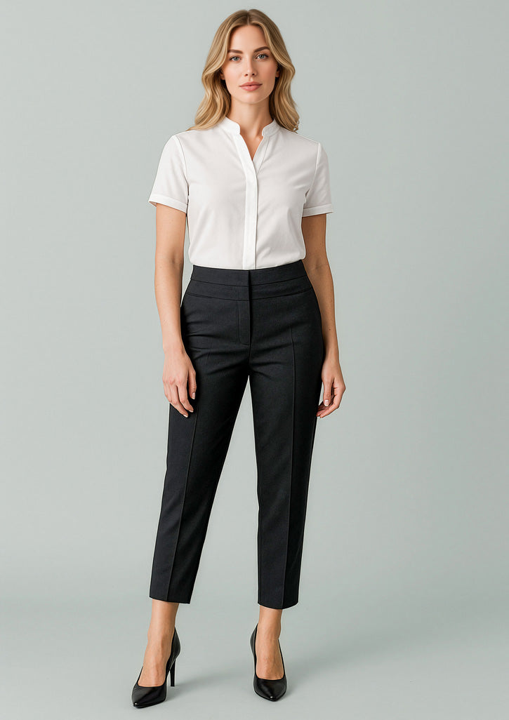 Renew Womens 7/8 Mid-Waist Slim Leg Pant - Pencil Black - Model