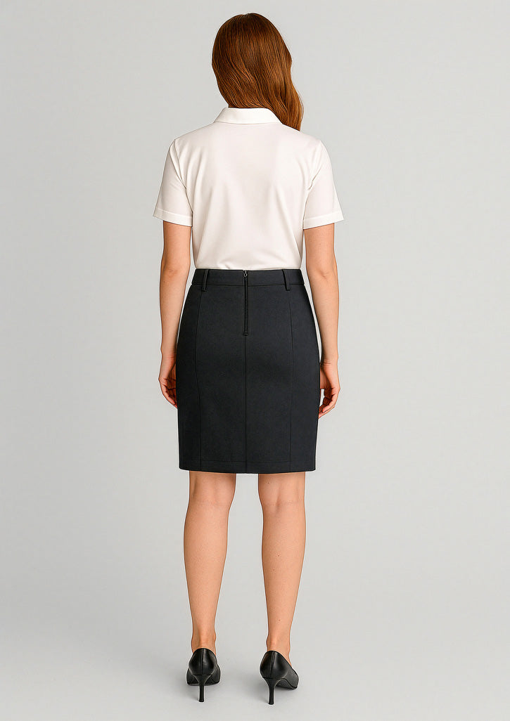 Traveller Womens Mid Waist Stretch Chino Skirt - Black - Model