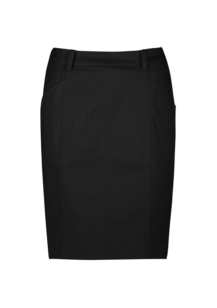 Traveller Womens Mid Waist Stretch Chino Skirt - Black - Front