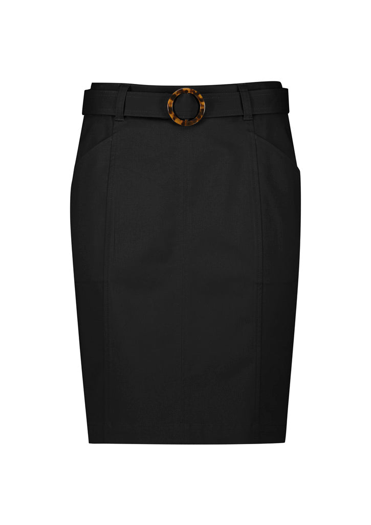 Traveller Womens Mid Waist Stretch Chino Skirt - Black - View