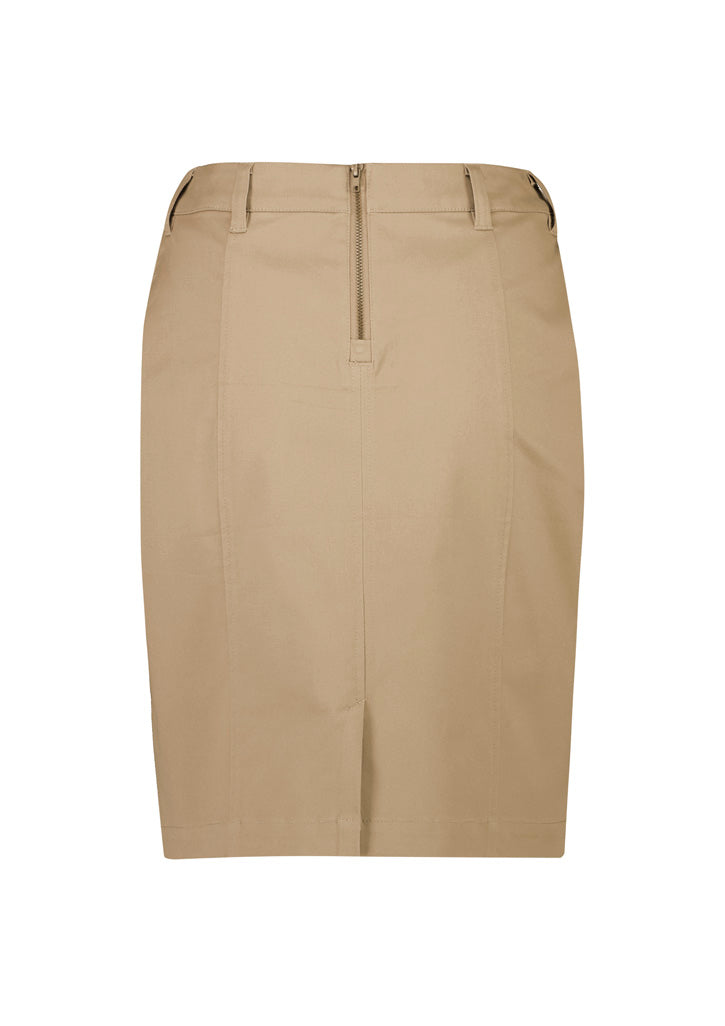 Traveller Womens Mid Waist Stretch Chino Skirt - Desert - Back