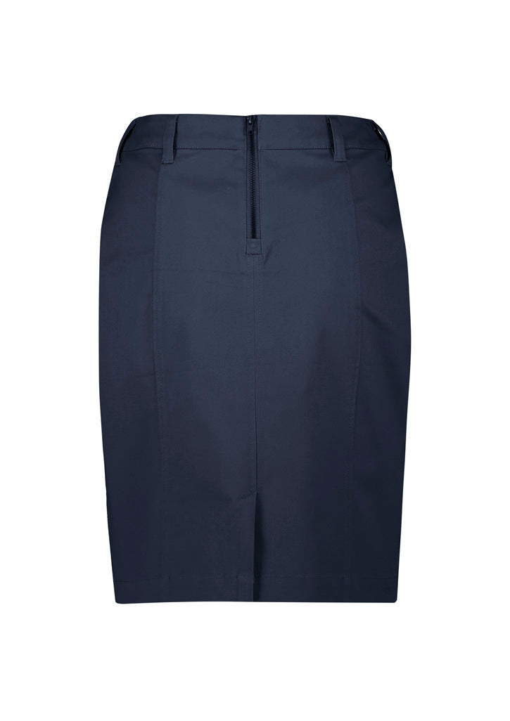 Traveller Womens Mid Waist Stretch Chino Skirt - Navy - Back