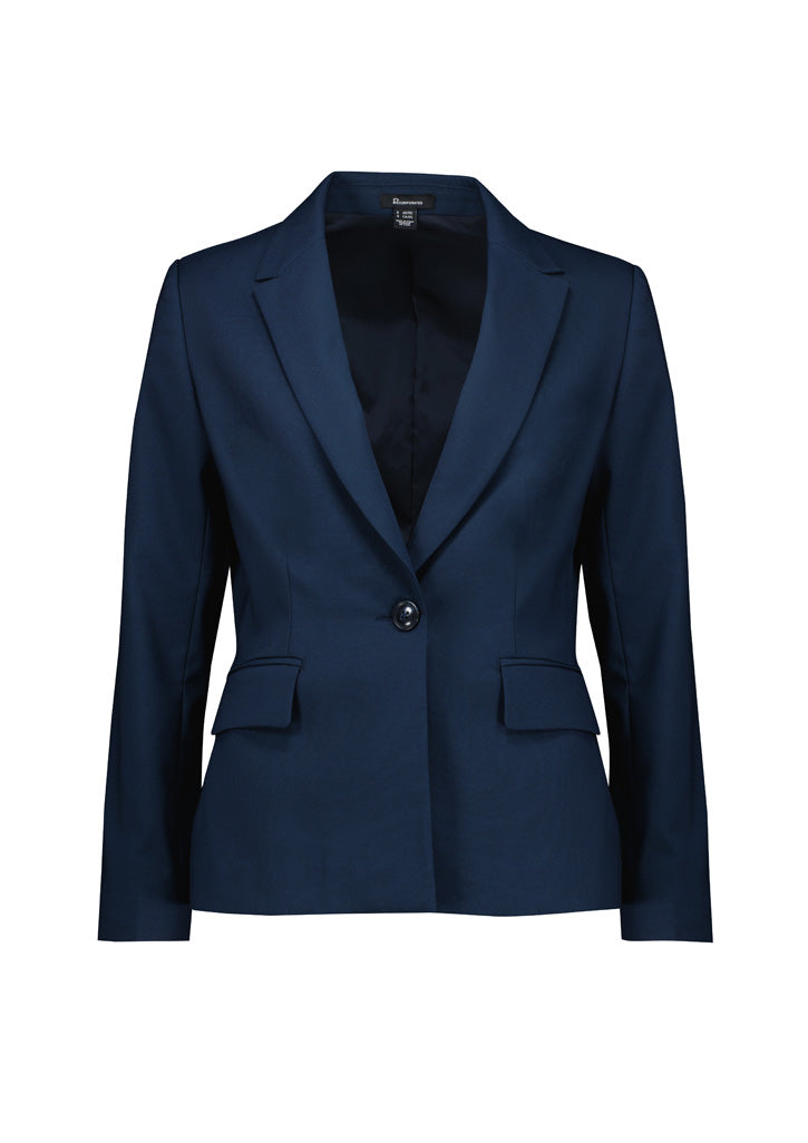 Renew Womens Single Button Mid Length Jacket - Navy Dusk - Front