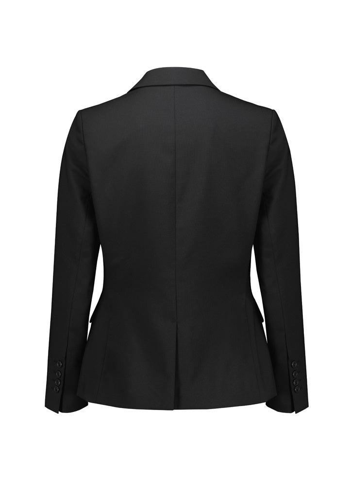Renew Womens Single Button Mid Length Jacket - Pencil Black - Back