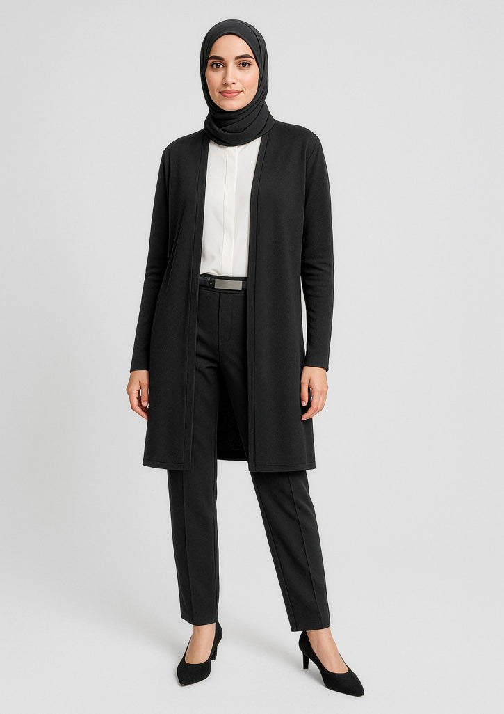 Chelsea Womens Longline Cardigan - Black - Model