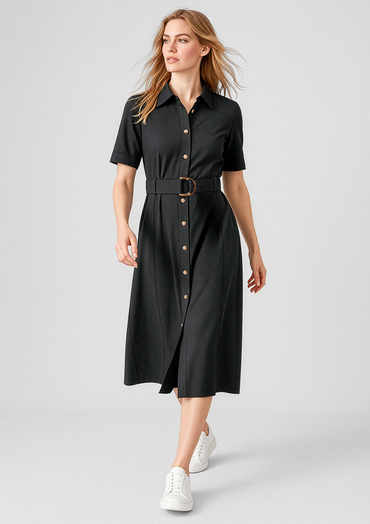 Adele Womens Midi Dress - Black - Model