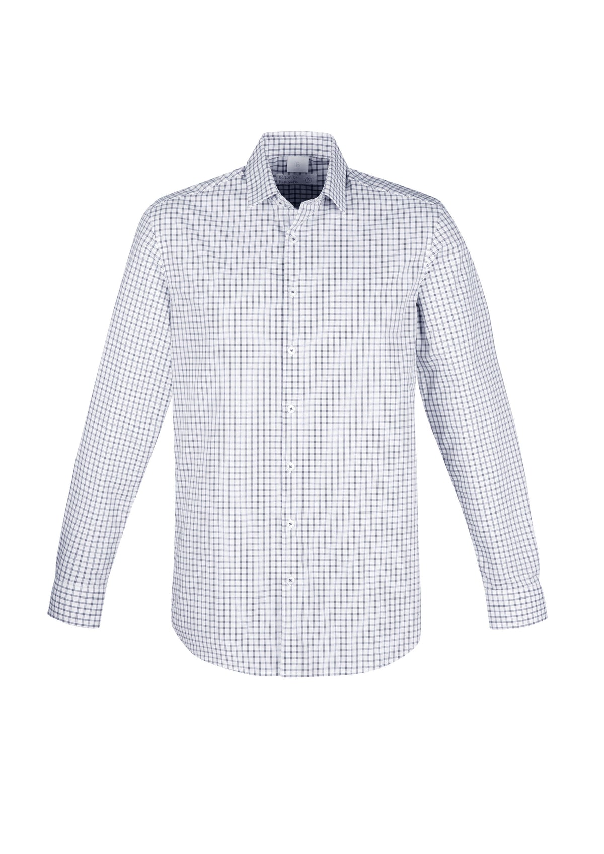 Noah Mens Long Sleeve Shirt - White/Storm Blue Check - Front