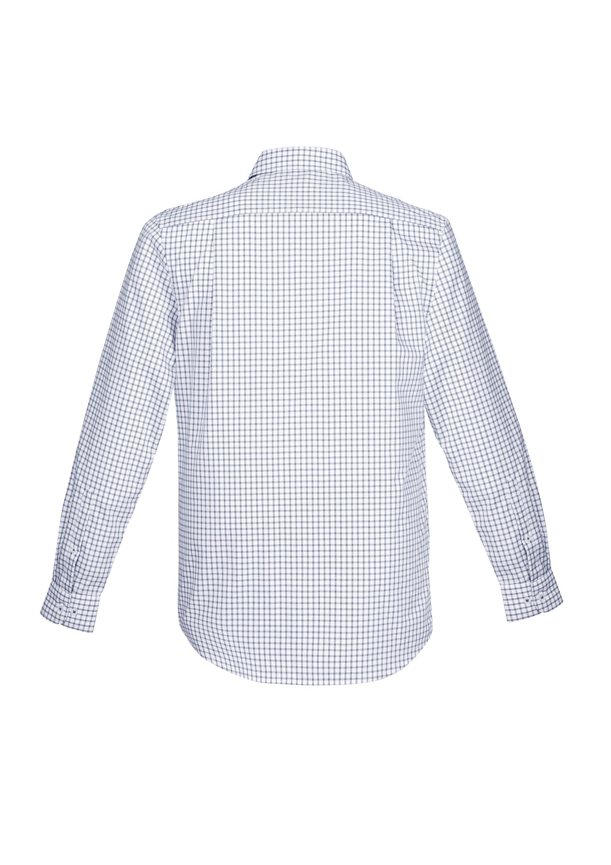 Noah Mens Long Sleeve Shirt - White/Storm Blue Check - Back