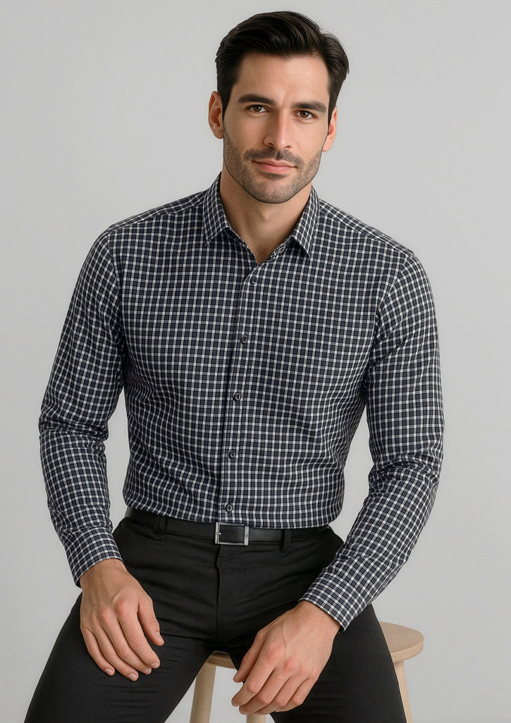 Noah Mens Long Sleeve Shirt - Black/White - Model