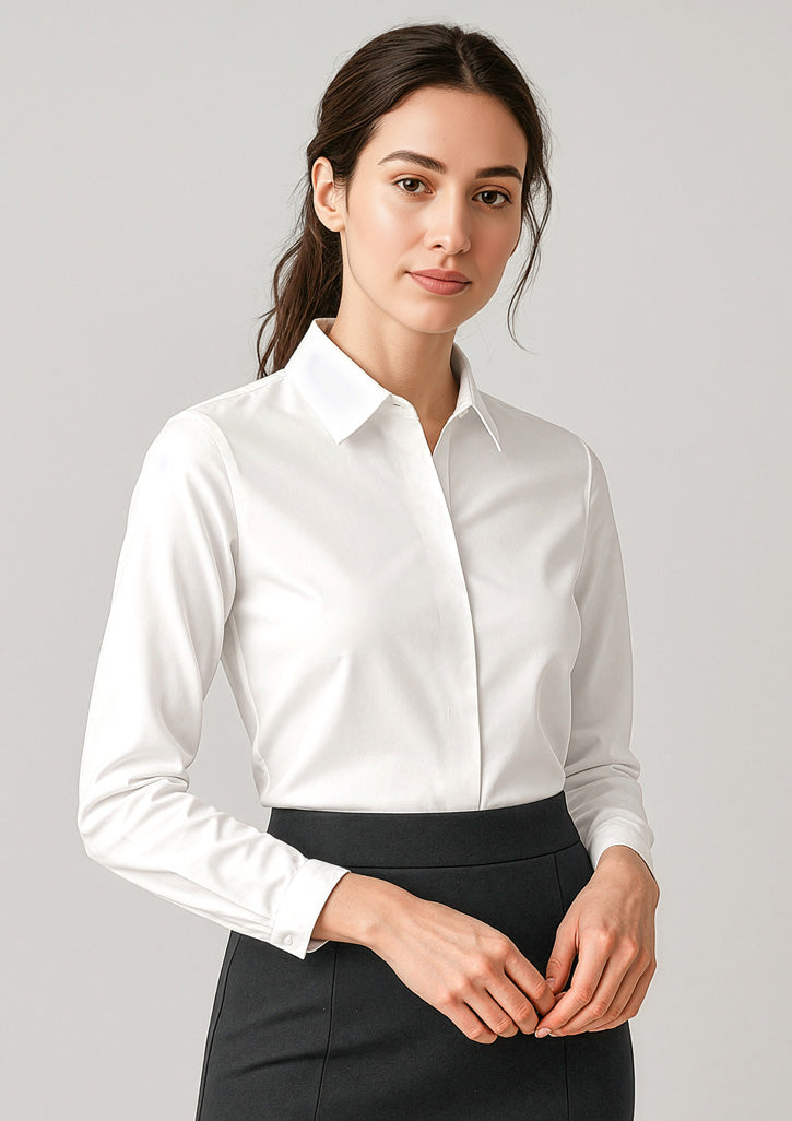 Charlie Womens Long Sleeve Shirt - White - Model