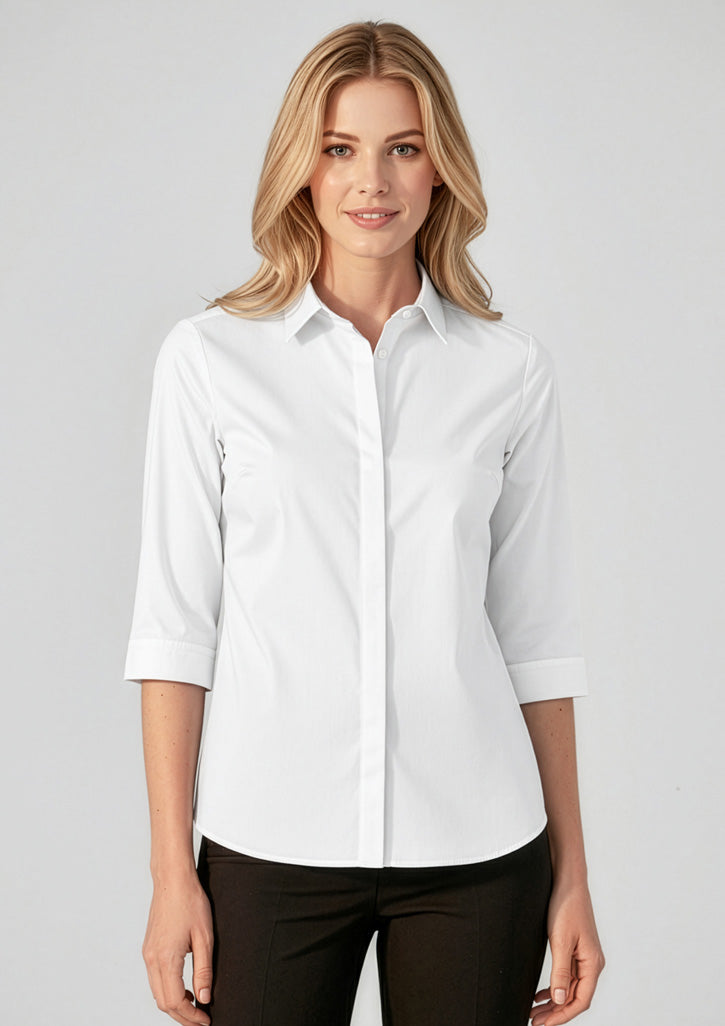 Charlie Womens 3/4 Sleeve Shirt - White - Model