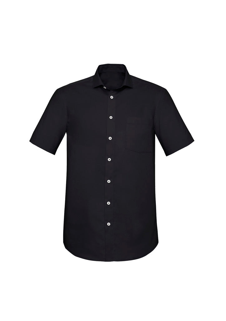 Charlie Mens Classic Fit Short Sleeve Shirt - Black - Front