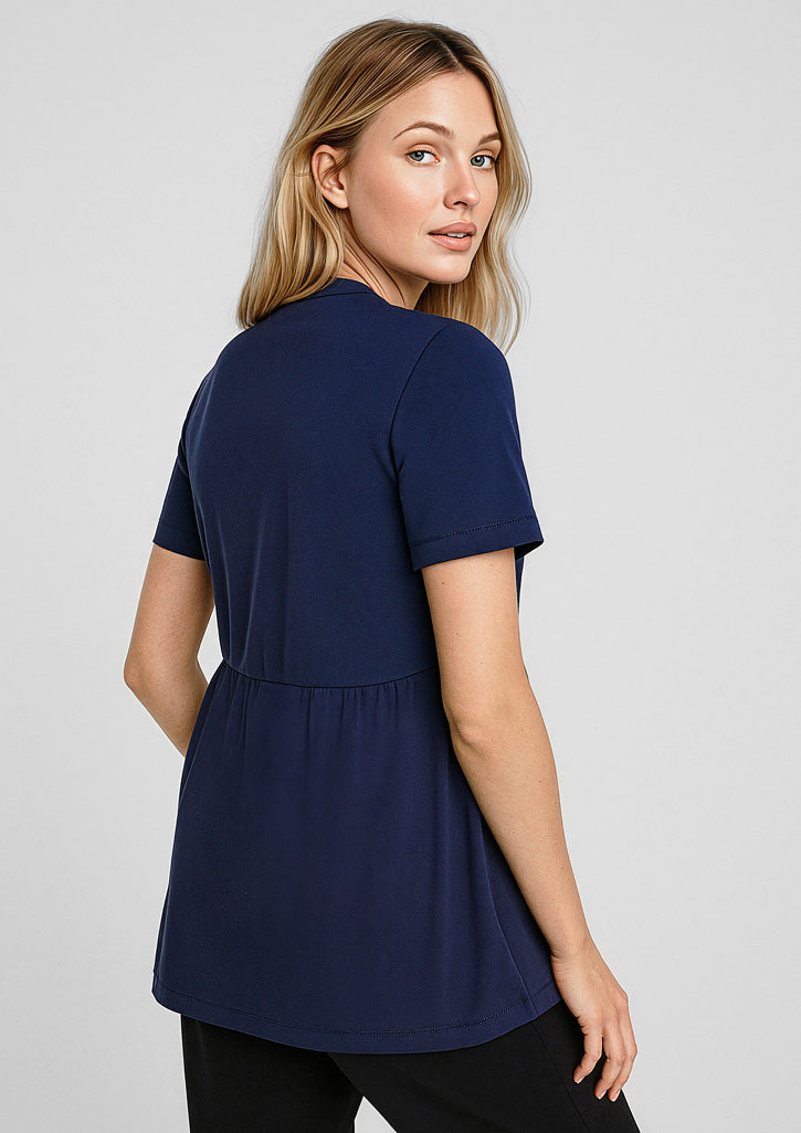 Mali Womens Stretch Tunic T-Top - Navy - Model
