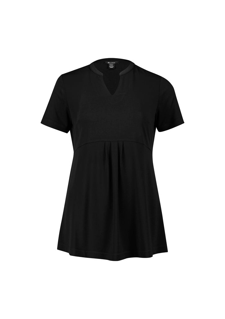 Mali Womens Stretch Tunic T-Top - Black - Front