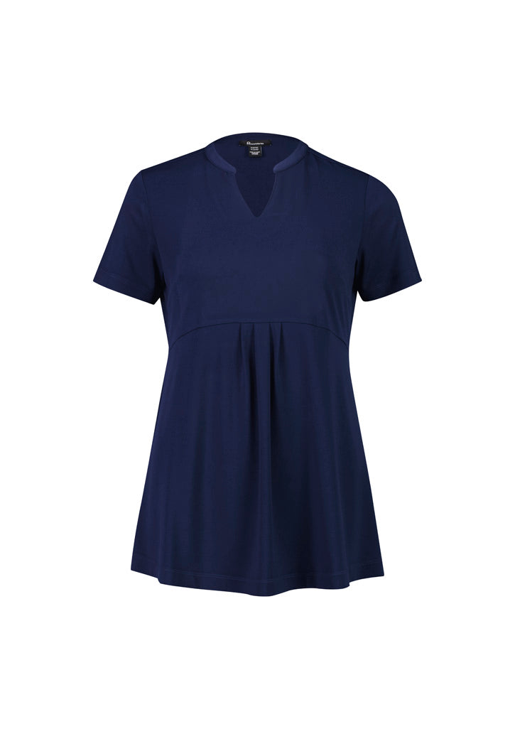 Mali Womens Stretch Tunic T-Top - Navy - Front