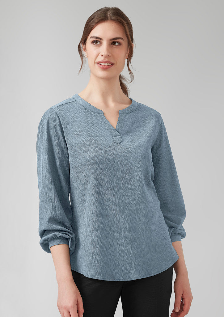 Ruché Womens Long Sleeve Shirt - Powder Blue - Model