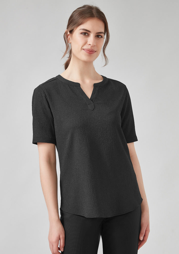 Ruché Womens Short Sleeve Shirt - Black - Model