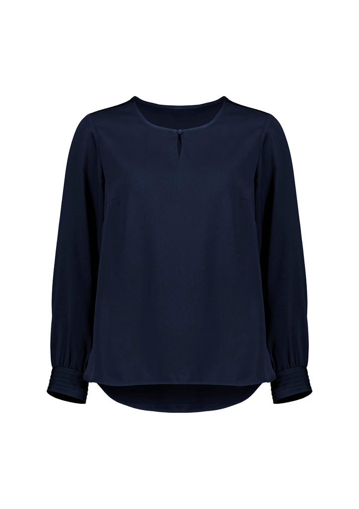 Evelyn Womens Long Sleeve Blouse - Navy - Front