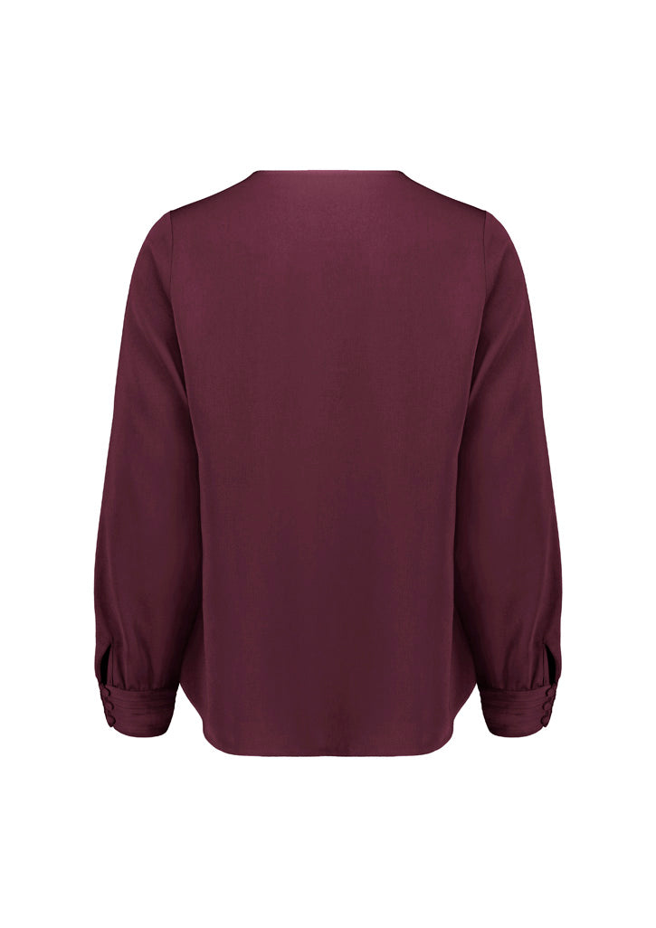 Evelyn Womens Long Sleeve Blouse - Wine - Back