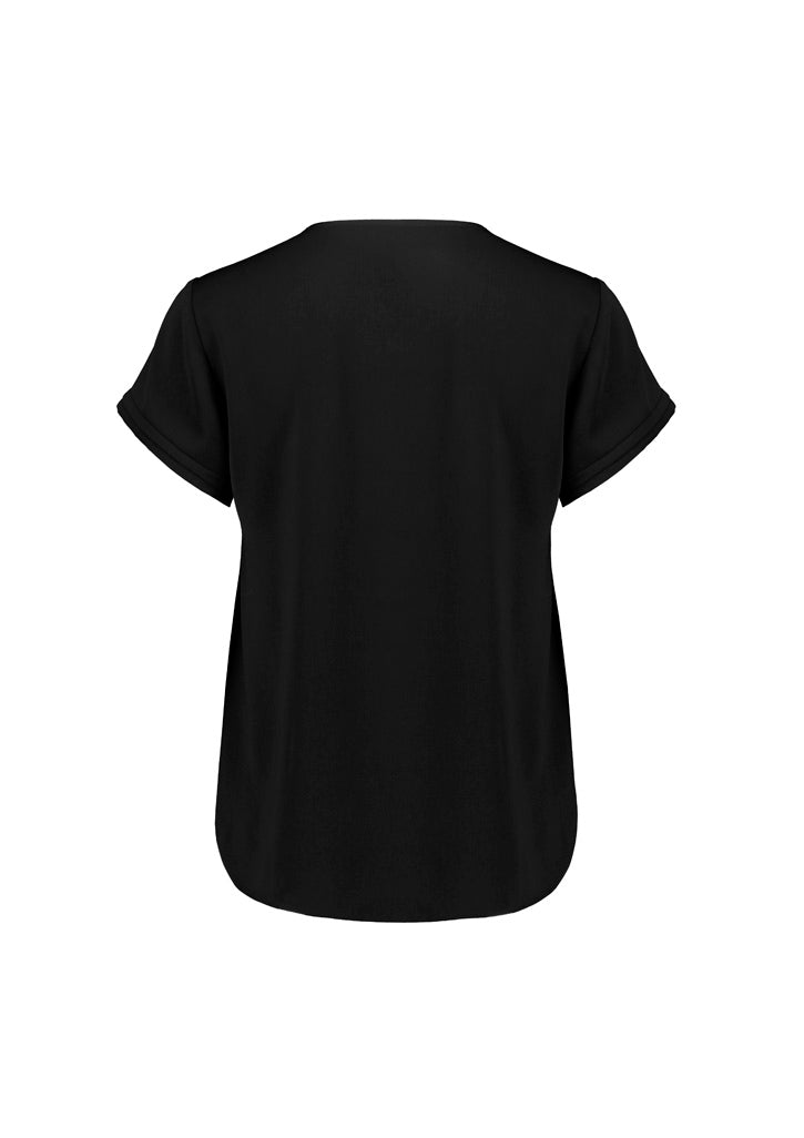 Evelyn Womens Short Sleeve Blouse - Black - Back