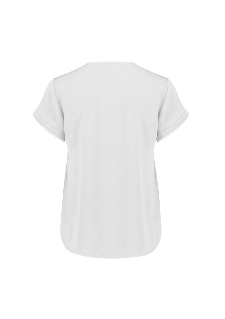 Evelyn Womens Short Sleeve Blouse - Ivory - Back