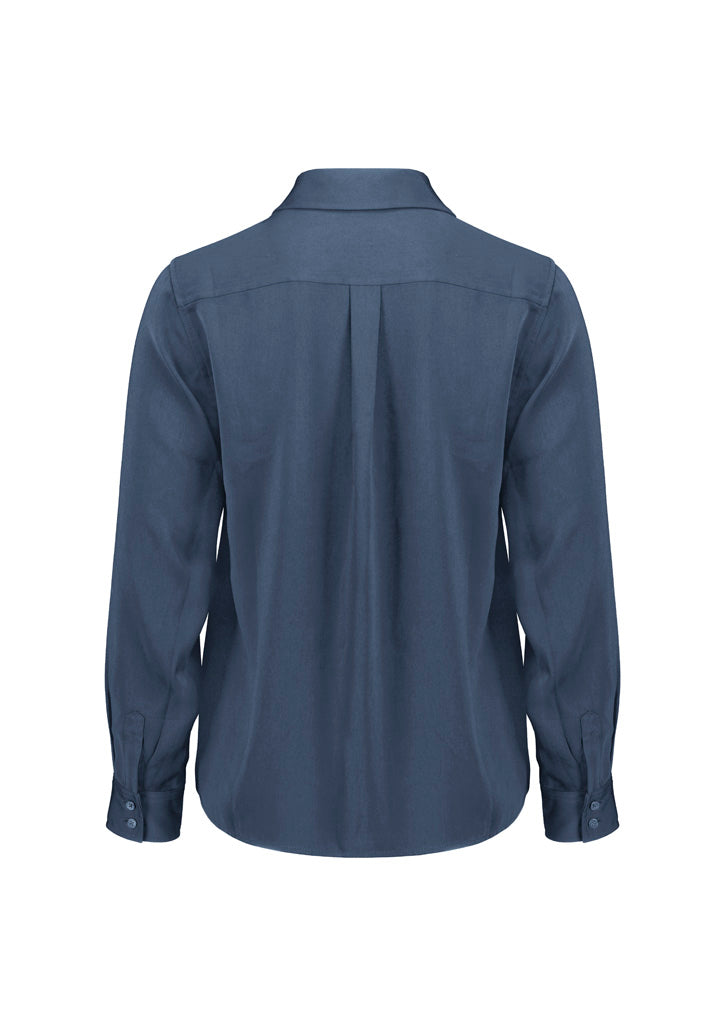 Evelyn Womens Long Sleeve Shirt - Mineral Blue - Back